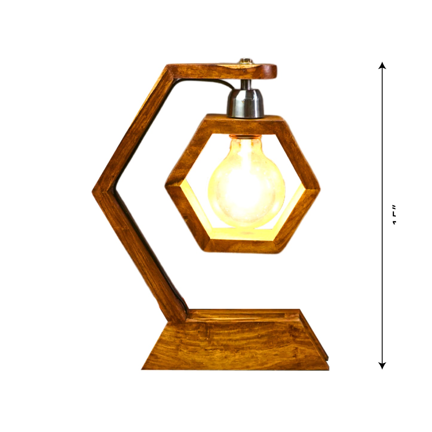 Architectural Wooden Hexagon Table Lamp